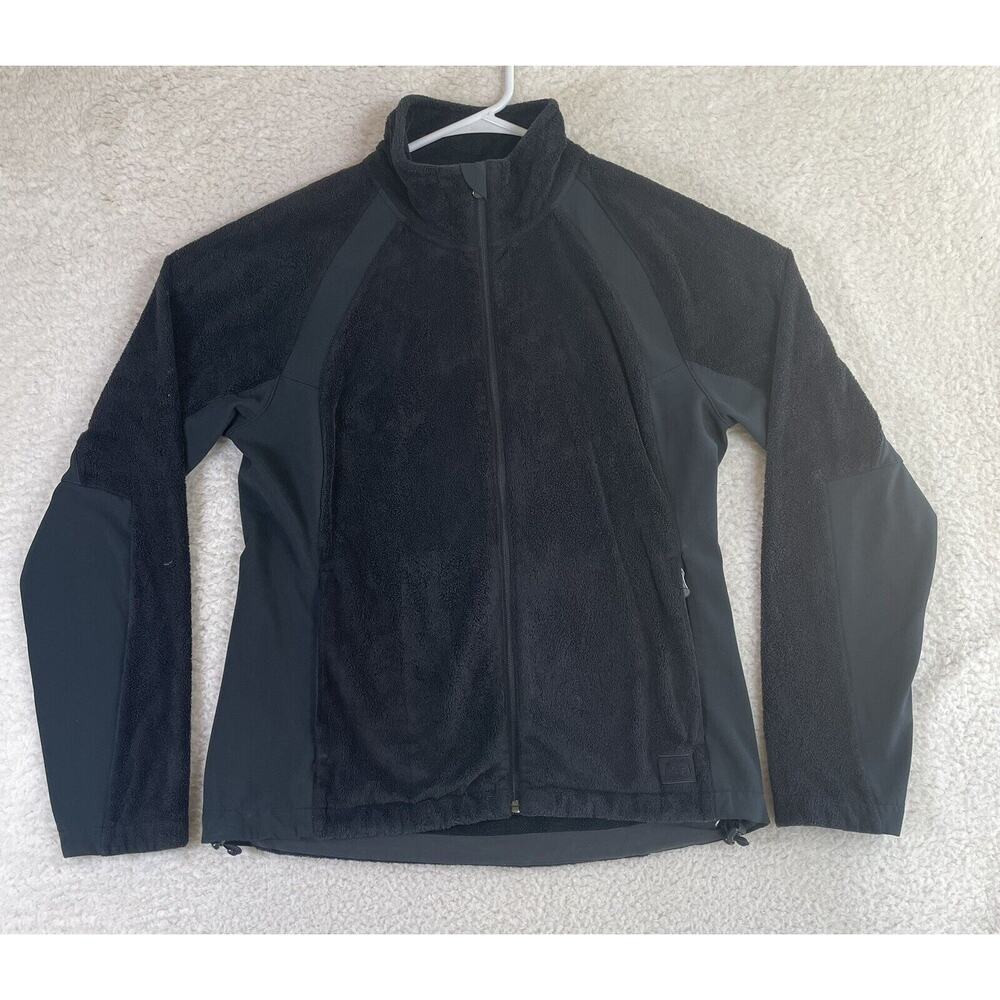 Rei Fleece Jacket Womens Medium Full Zip Top Black Mock Neck Hiking Soft Warm